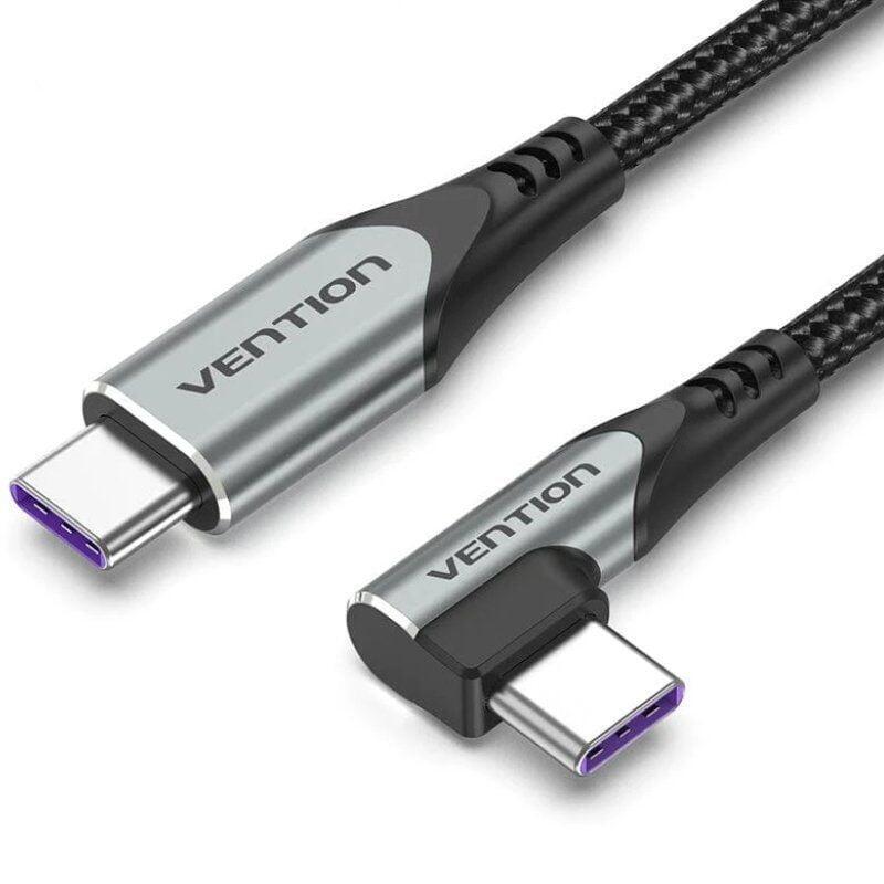 Cable usb 2.0 tipo-c 90  vention takhd usb tipo-c macho usb tipo-c macho hasta 100w 480mbps 50cm gris