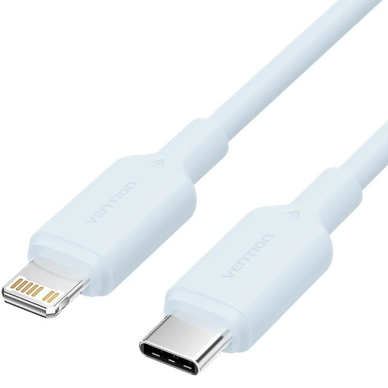 Cable usb 2.0 tipo-c lightning vention laksh usb tipo-c macho lightning macho hasta 27w 480mbps 2m azul