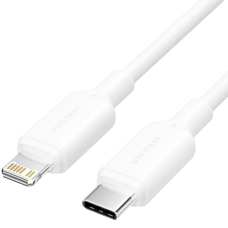 Cable usb 2.0 tipo-c lightning vention lakwh usb tipo-c macho lightning macho hasta 27w 480mbps 2m blanco