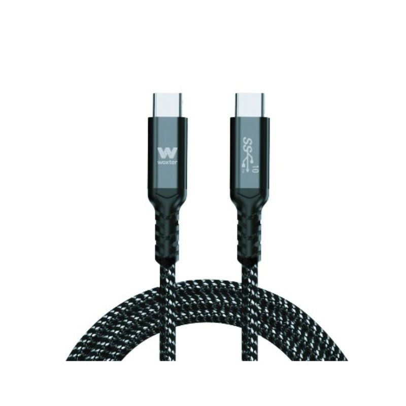 Cable usb 3.1 tipo-c woxter pe26-184 usb tipo-c macho usb tipo-c macho hasta 100w 10gbps 2m negro