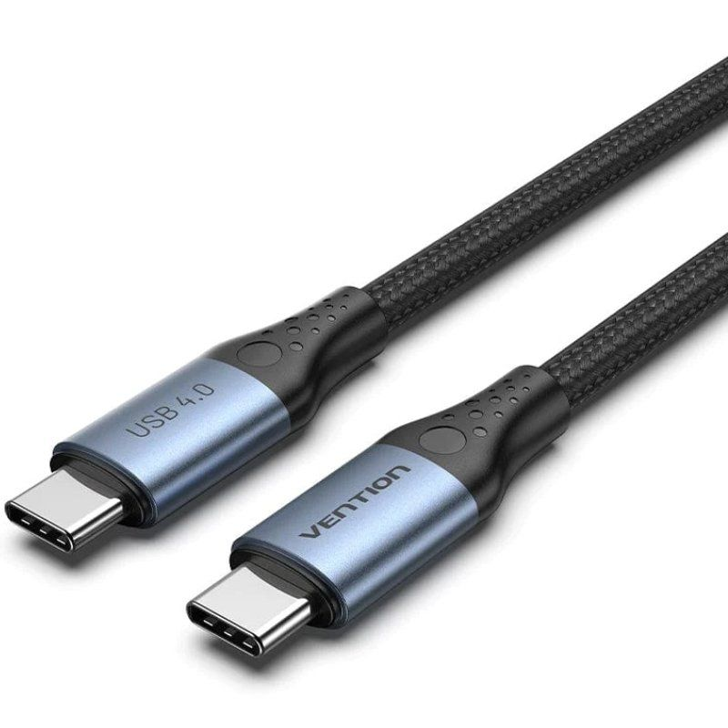 Cable usb 4.0 tipo-c 5a vention tavhf usb tipo-c macho usb tipo-c macho hasta 240w 40gbps 1m gris