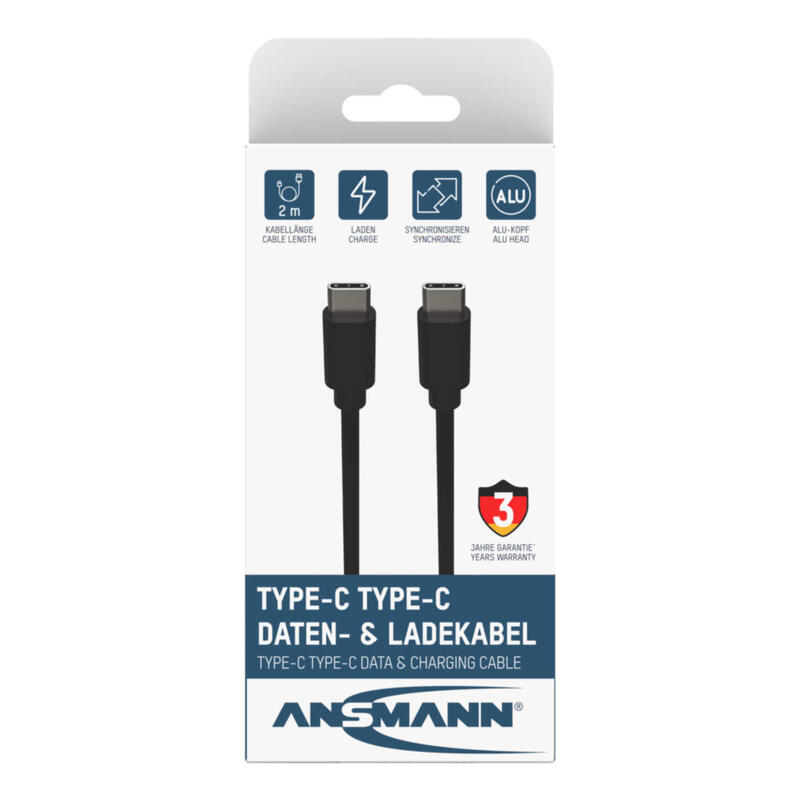 Cable usb c- cs / s 200cm negro s / s, 200cm, negro