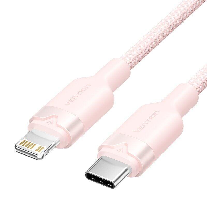 Cable usb tipo-c lightning vention lalph usb tipo-c macho lightning macho 27w 480mbps 2m rosa