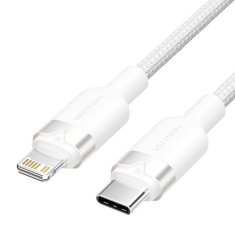 Cable usb tipo-c lightning vention lalwf usb tipo-c macho lightning macho 27w 480mbps 1m blanco