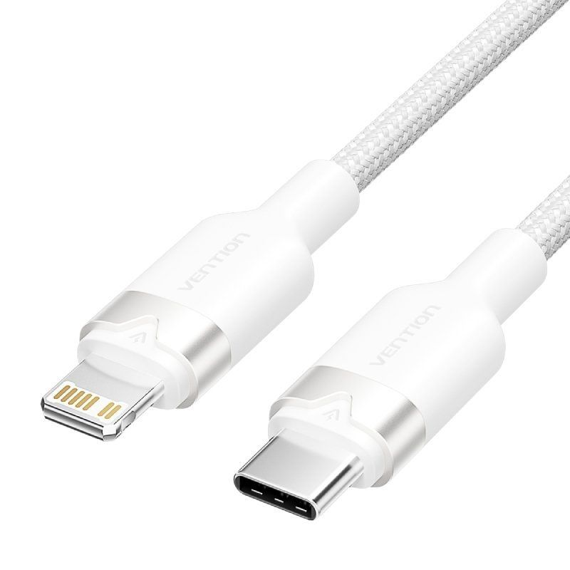 Cable usb tipo-c lightning vention lalwh usb tipo-c macho lightning macho 27w 480mbps 2m blanco