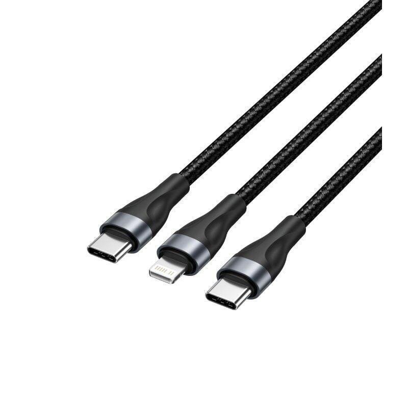 Cable usb tipo-c vention h17bav usb tipo-c macho lightning macho usb tipo-c macho 60w 480mbps 1.2m negro