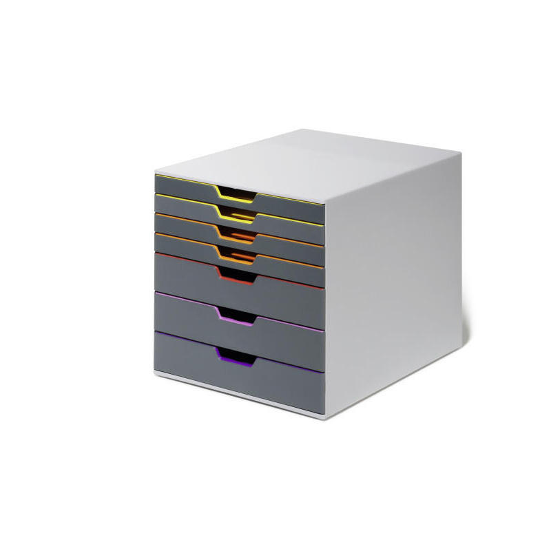 Caja cajonera durable varicolor 7 compartimentos etiquetas multicolor