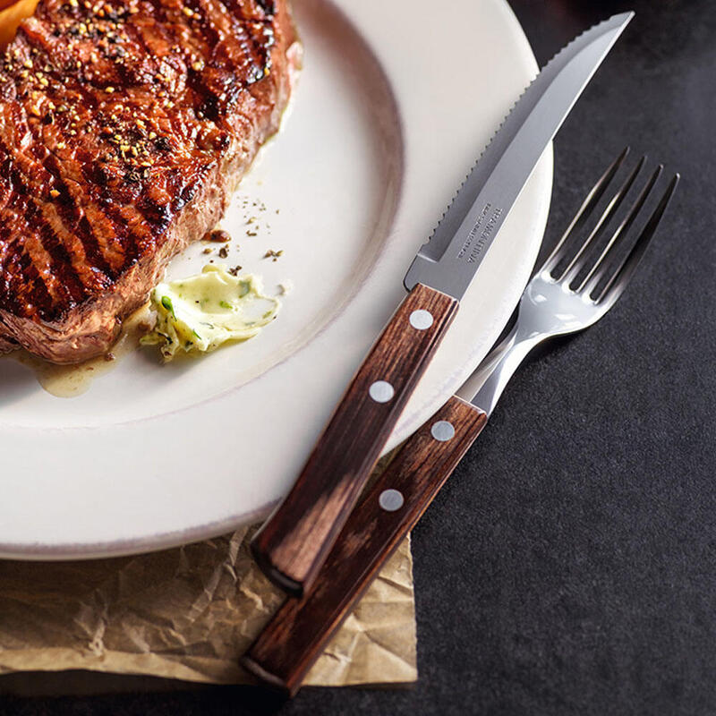 Caja expositora 60 tenedores de mesa polywood castaÑo tramontina