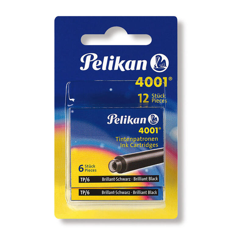 Cartucho de tinta pelikan 4001 tp/6 negro 2x 6 piezas blister