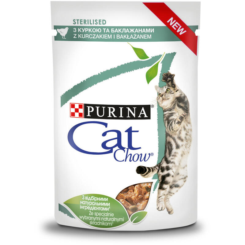 Cat chow sterilized pollo con berenjena – comida hÚmeda para gatos – 85 g