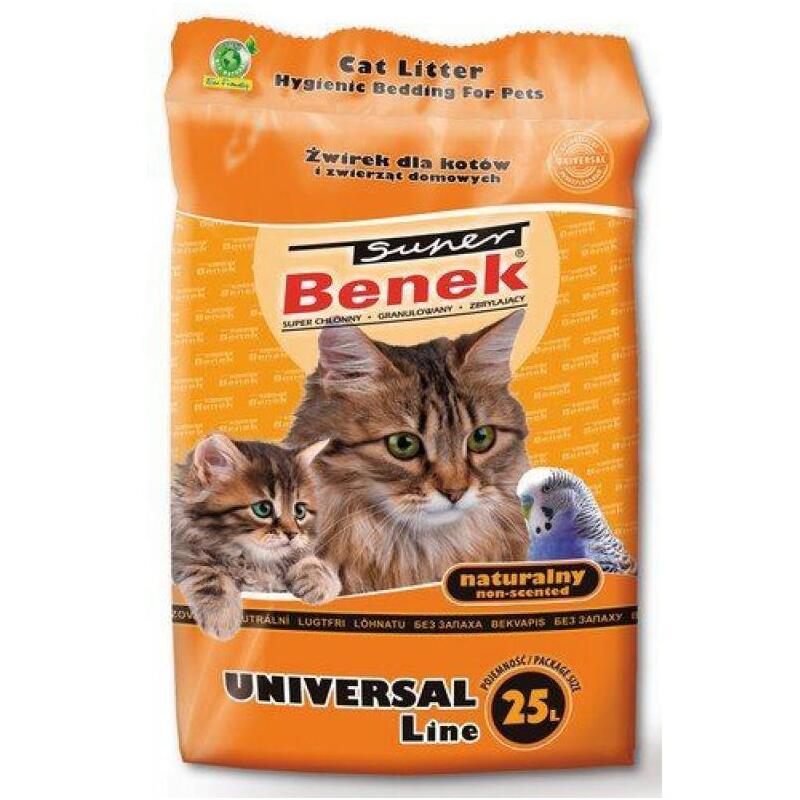 Certech super universal benek natural – arena aglomerante para gatos 25l