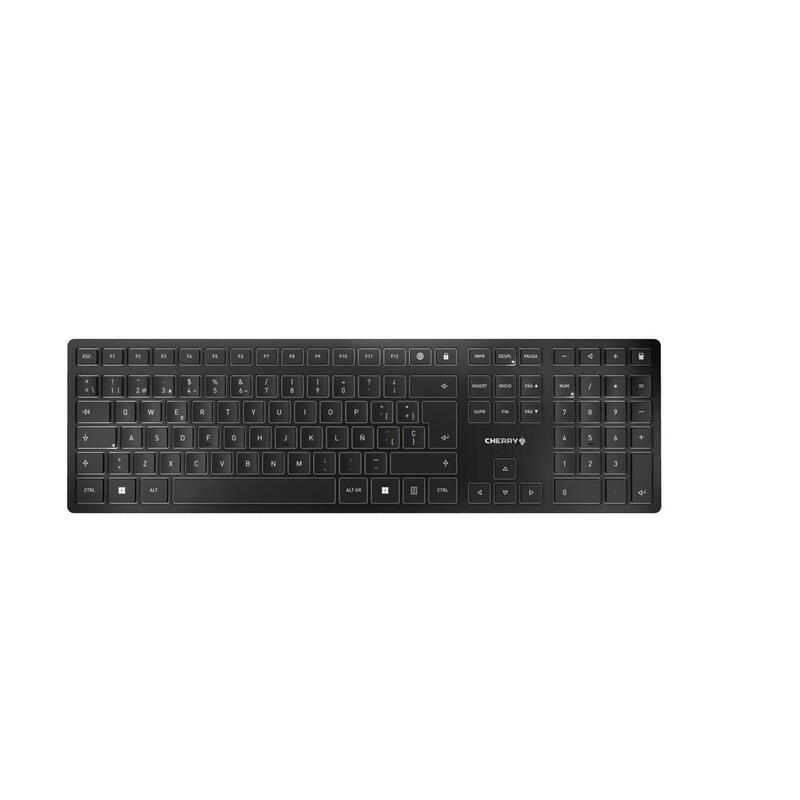 Cherry kw 9100 slim teclado rf wireless + bluetooth qwerty español negro