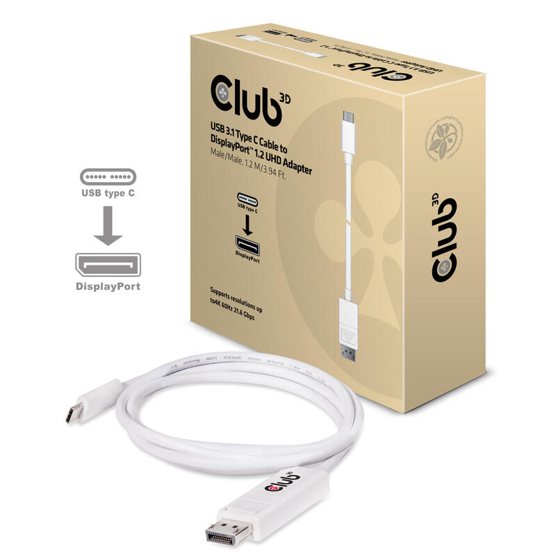Club3d usb 3.1 type c cable to displayport 1.2m  uhd adapter