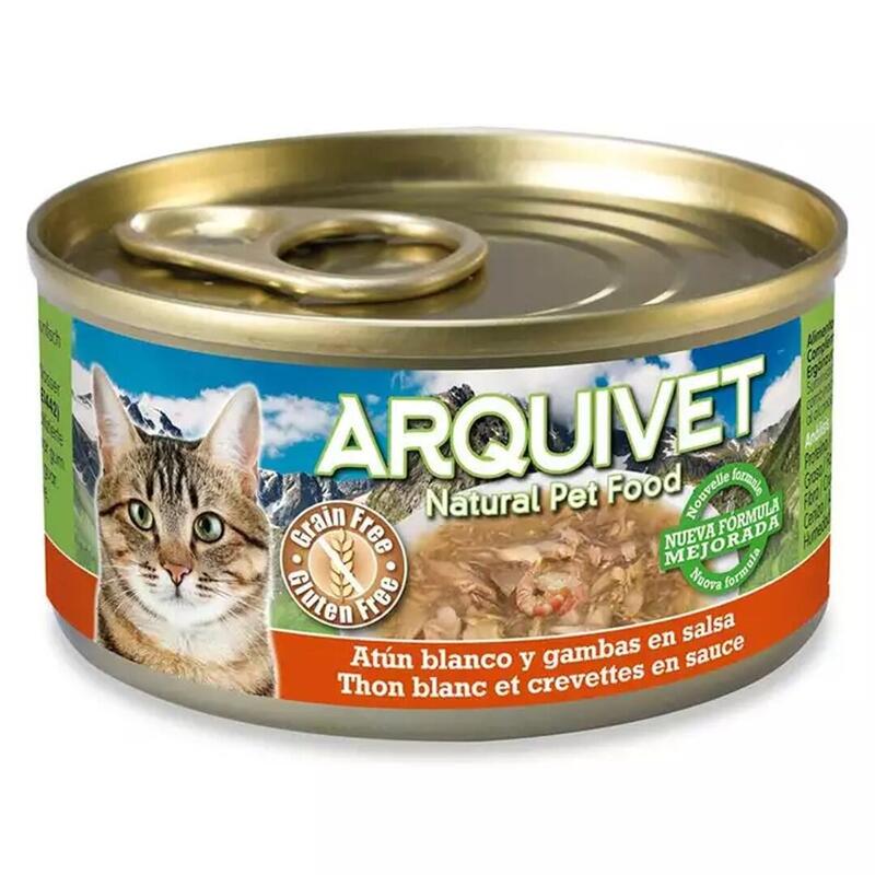 Comida hÚmeda para gatos arquivet atÚn con gambas  lata – 80 g