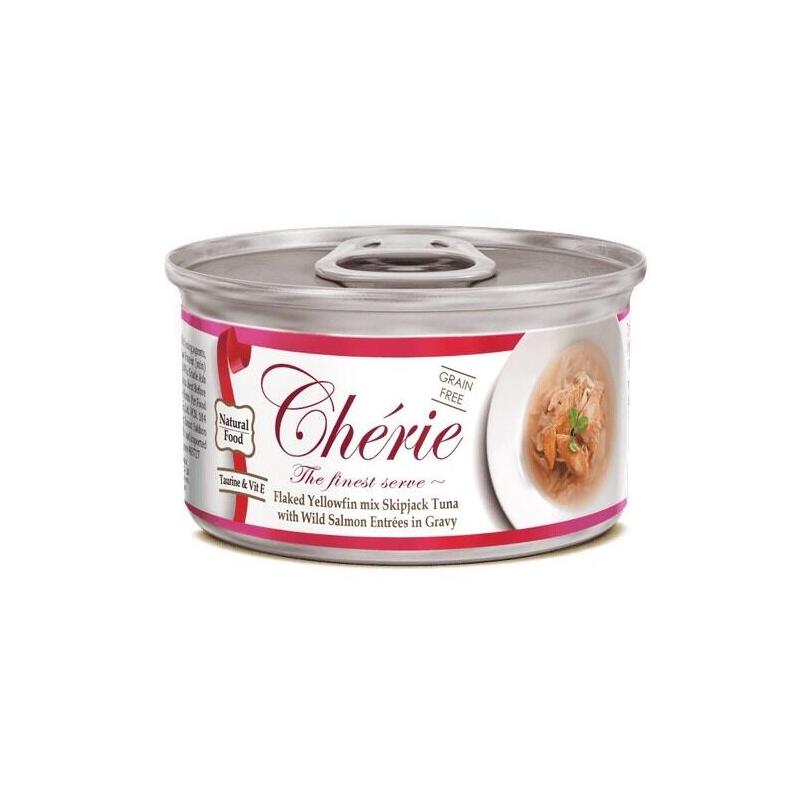 Comida hÚmeda para gatos cherie tuna with salmon mix in gravy  80g