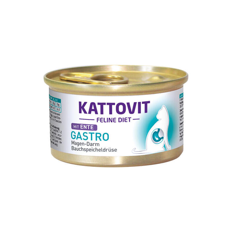 Comida hÚmeda para gatos kattovit feline diet gastro duck  85g