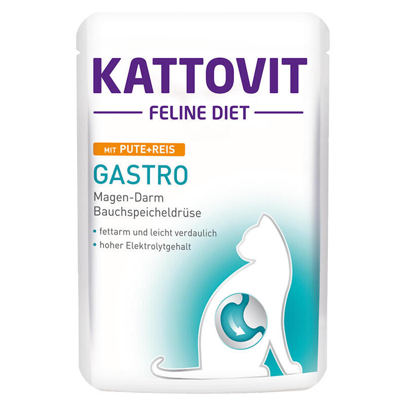 Comida hÚmeda para gatos kattovit feline diet gastro turkey with rice  85g