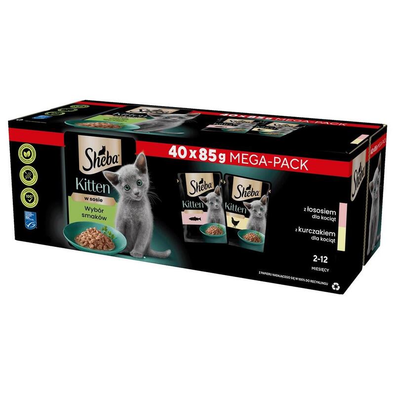 Comida hÚmeda para gatos sheba kitten selecciÓn de sabores en salsa  40×85 g