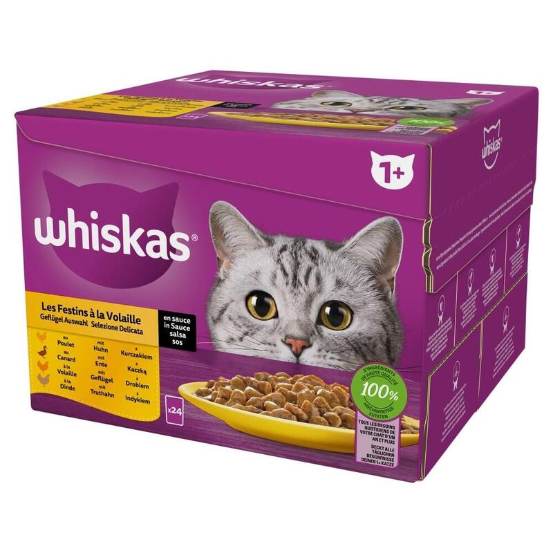 Comida hÚmeda para gatos whiskas poultry feast  24×85 g
