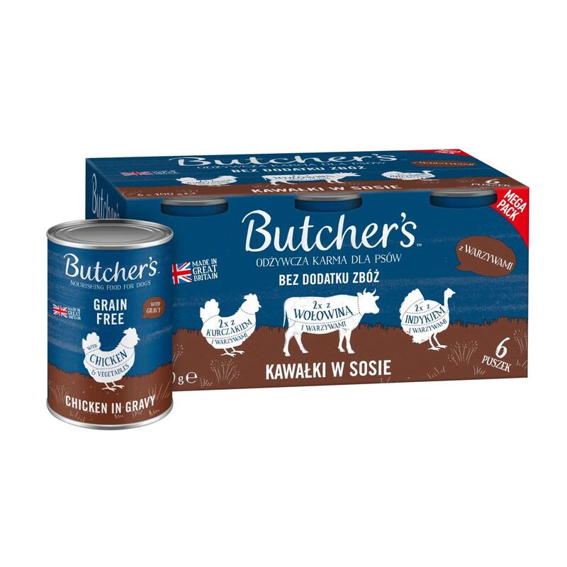 Comida hÚmeda para perros butcher’s original mega pack mix with vegetables in gravy 6 x 400g