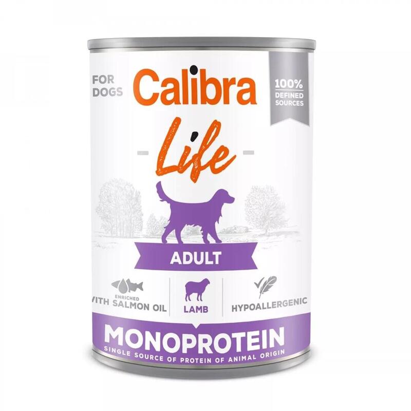 Comida húmeda para perros calibra life adult monoproteína de cordero  0,4kg
