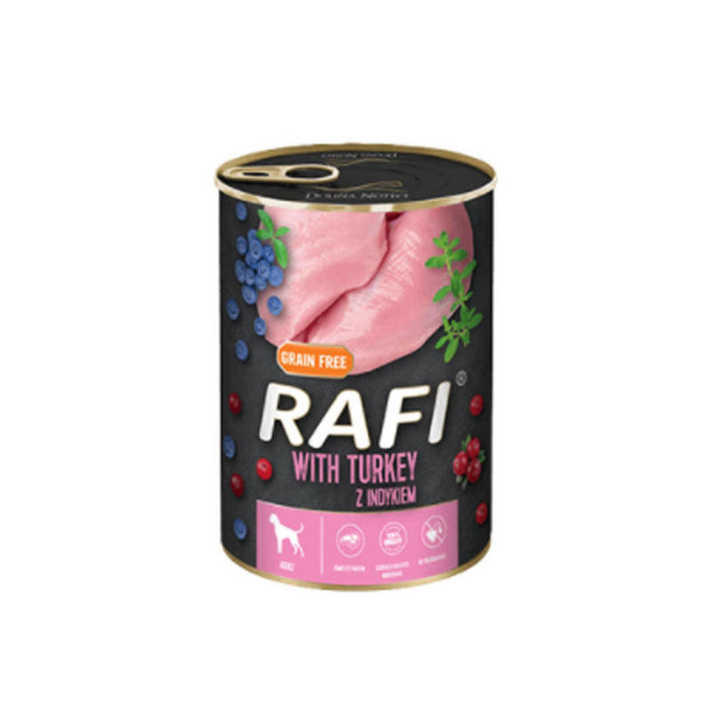 Comida hÚmeda para perros dolina noteci rafi con pavo, arÁndano y arÁndano  400g