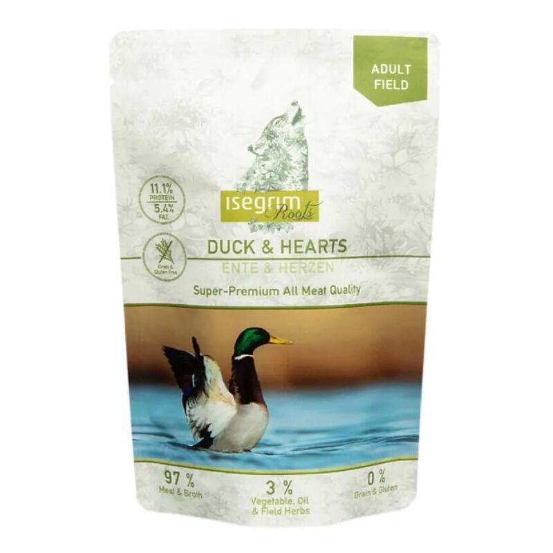 Comida hÚmeda para perros isegrim adult duck with chicken hearts  410g