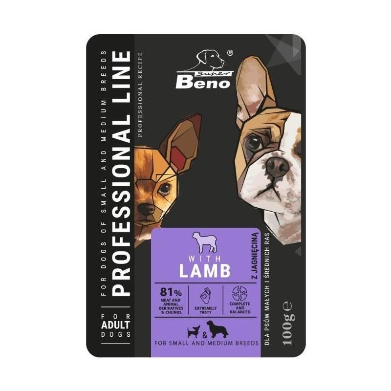 Comida hÚmeda para perros  super beno adult small and medium lamb  100 g