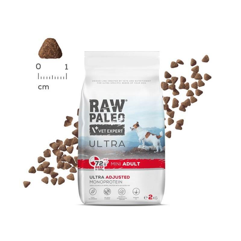 Comida seca para perros raw paleo ultra mini adult beef  2 kg