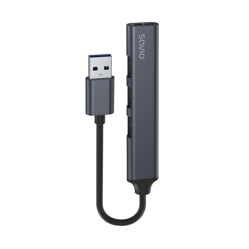 Concentrador usb-a savio ak-70 – 3 × usb-a 2.0, 1 × usb-a 3.1 gen 1, 4 en 1, 5 gbps