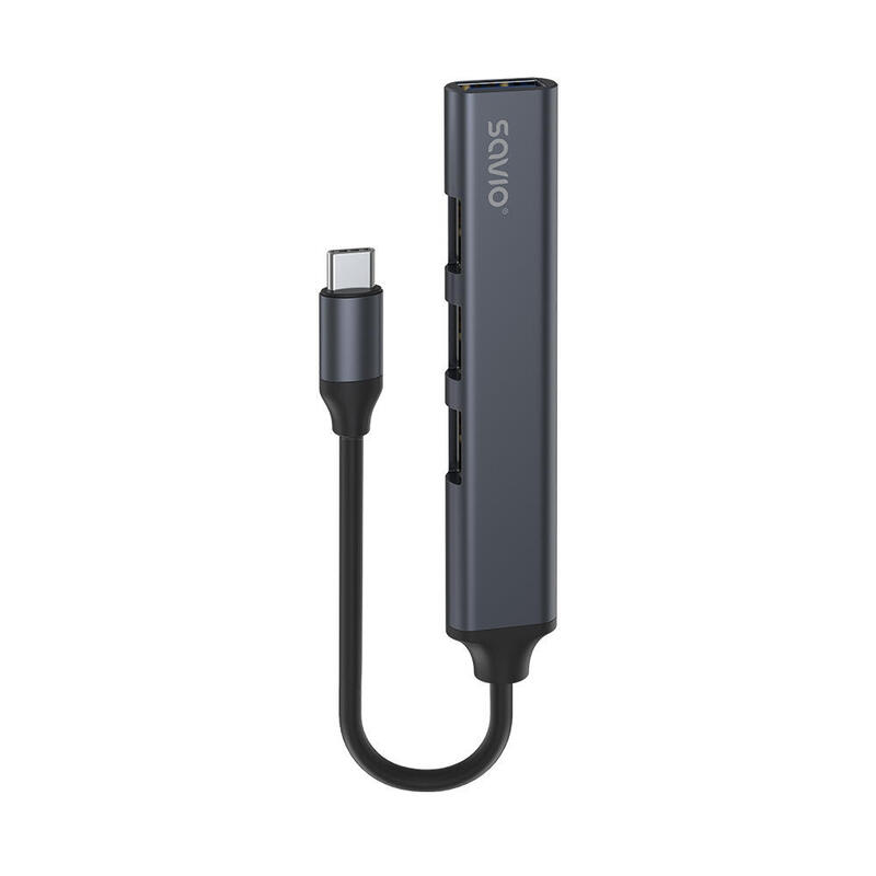 Concentrador usb-c savio ak-71 – 3 x usb-a 2.0, 1 x usb-a 3.0, 4 en 1, 5 gbps