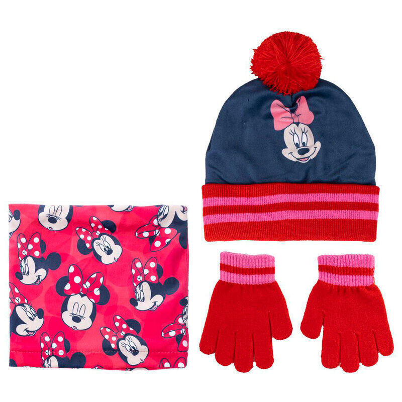 Conjunto gorro guantes braga cuello minnie disney
