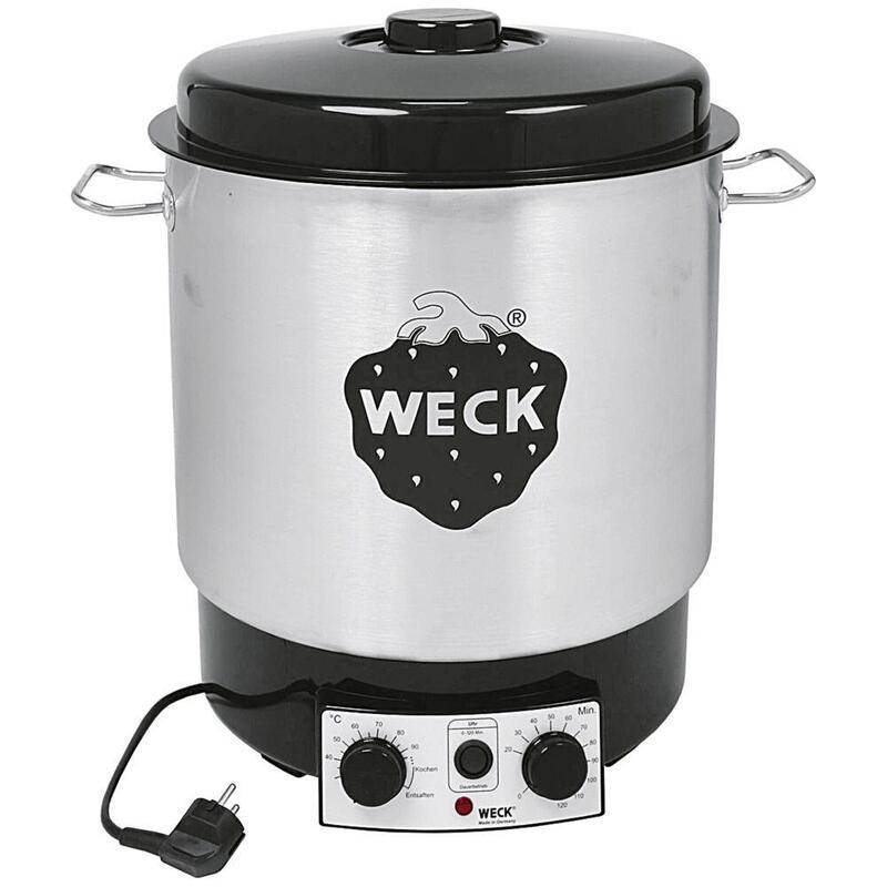 Conservadora weck de acero inoxidable con reloj.