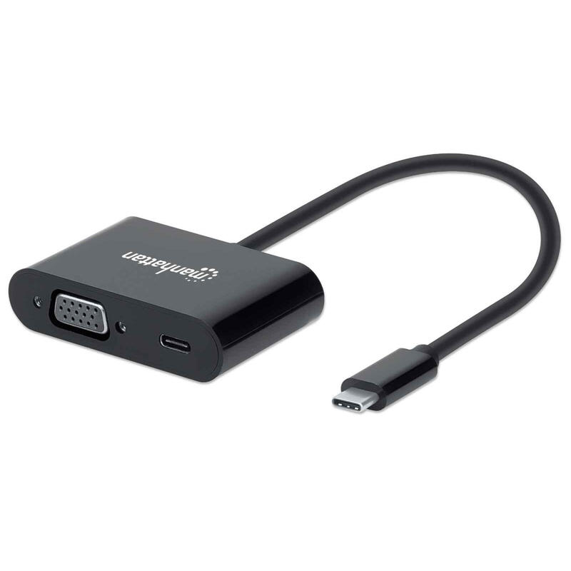 Convertidor manhattan usb-c a vga con puerto de carga pd