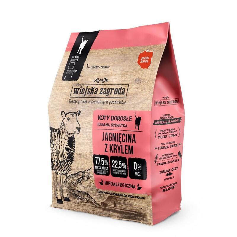 Cordero de granja con kryl alimento seco para gatos – 400g