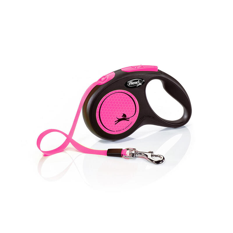 Correa automática flexi new neon s 5 m, color rosa