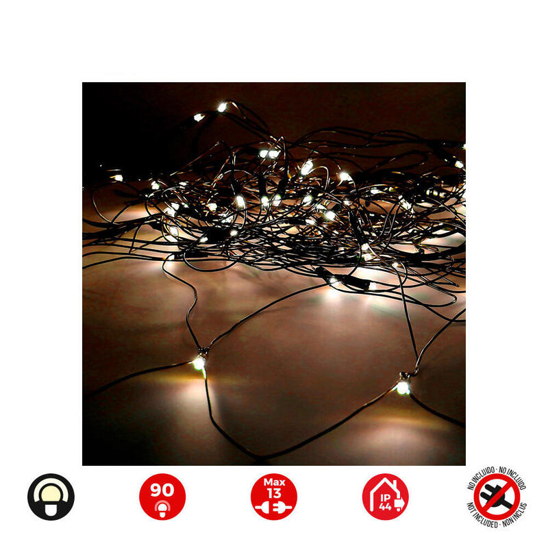 Cortina red easy-connect 2×1,5m 90 leds blanco calido 30v (interior-exterior) edm total 1,62w