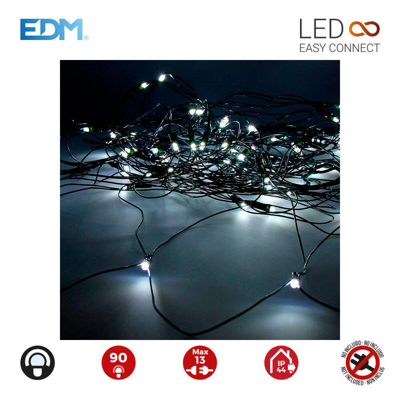 Cortina red easy-connect 2×1,5m 90 leds blanco frio 30v (interior-exterior) edm total 1,62w