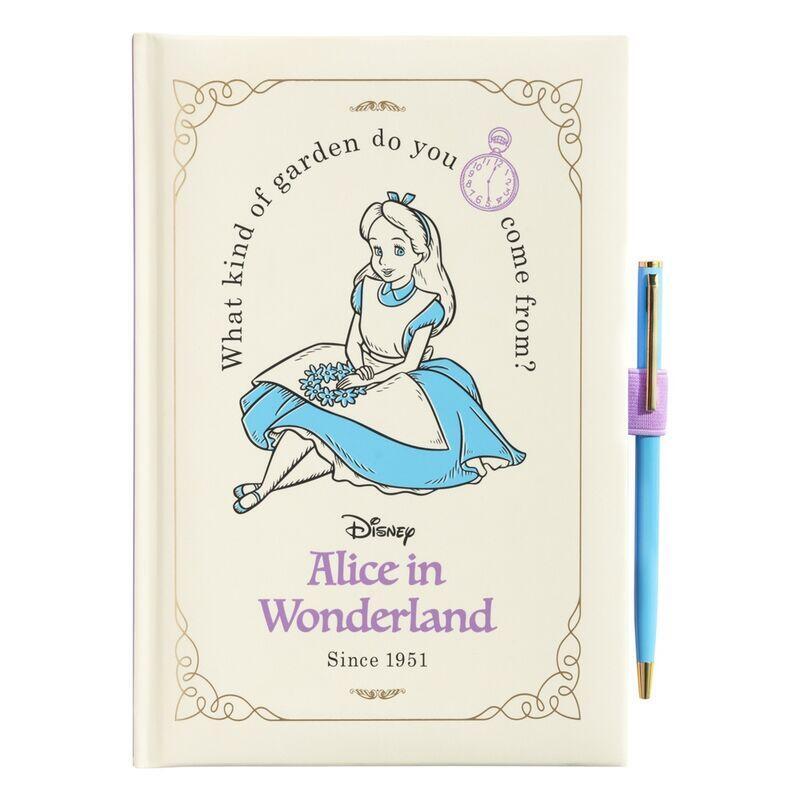 Cuaderno a5 premium + boligrafo alicia en el pais de las maravillas disney