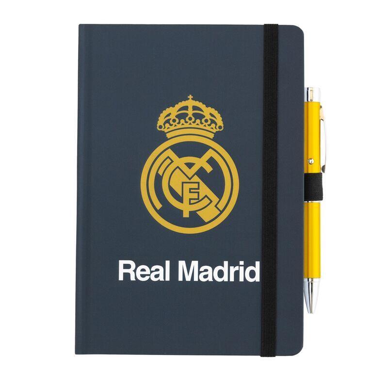 Cuaderno a5 premium + boligrafo proyector real madrid