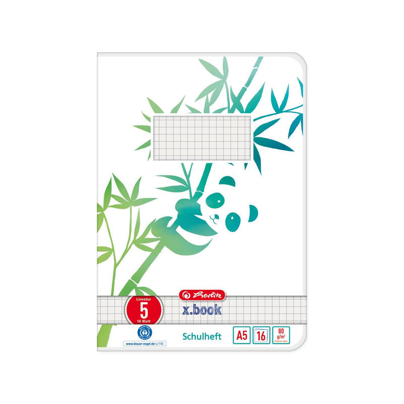 Cuaderno de ejercicios herlitz a5 16 hojas regla 05 greenline panda (a5)