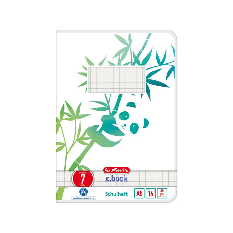 Cuaderno de ejercicios herlitz a5 16 hojas regla 07 greenline panda (a5)