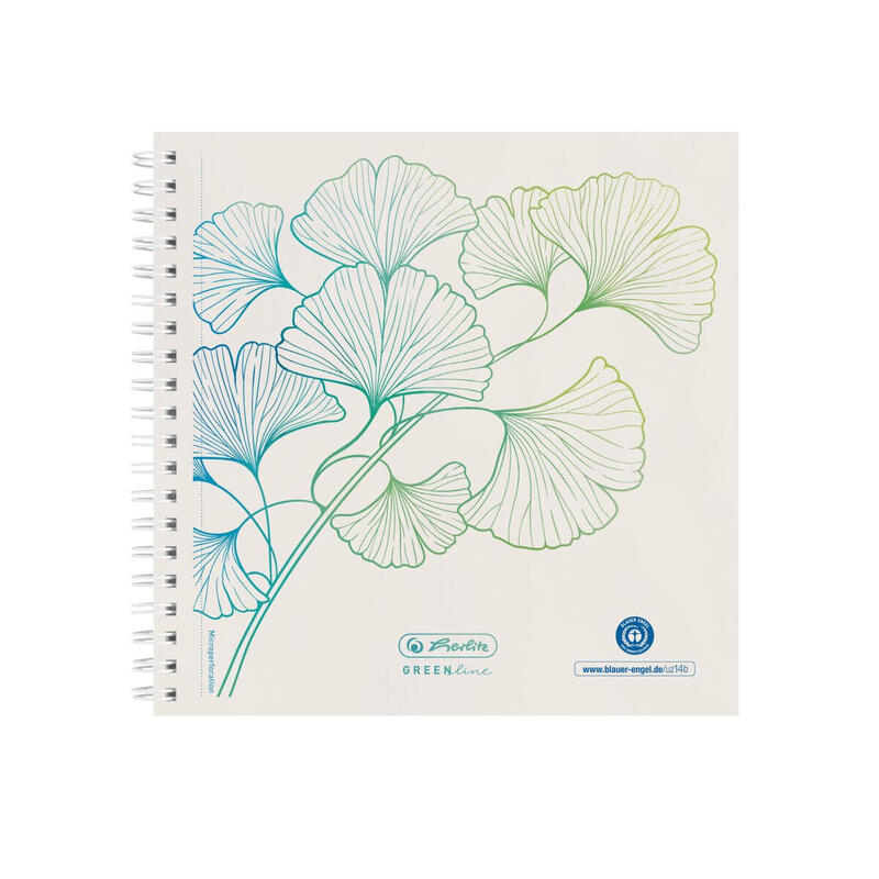 Cuaderno espiral herlitz 14,8×14,8 100 hojas de puntos greenlineginkg