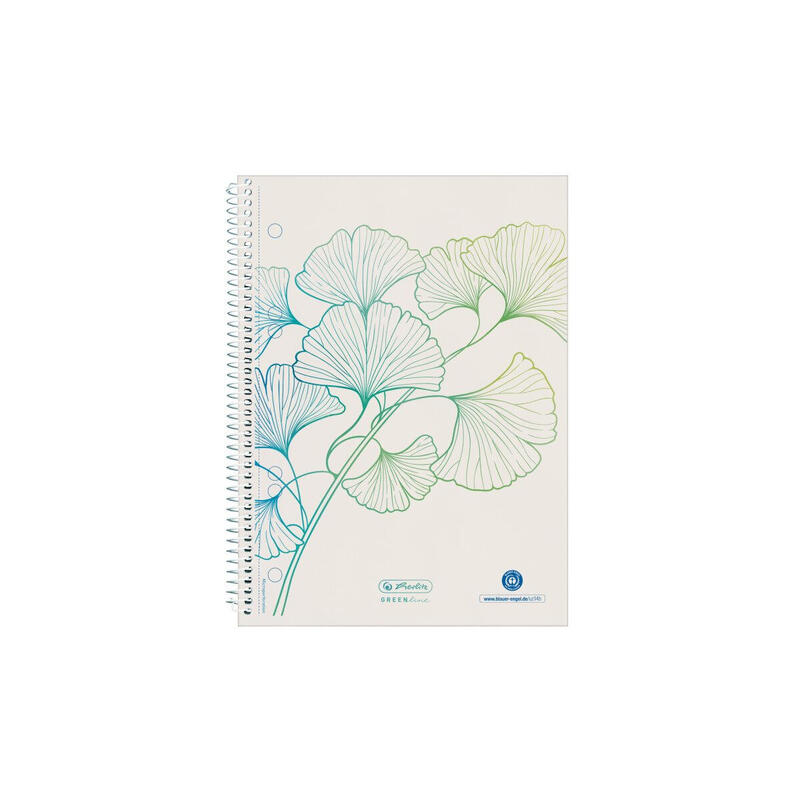 Cuaderno espiral herlitz a5 70 hojas a cuadros greenline ginkgo