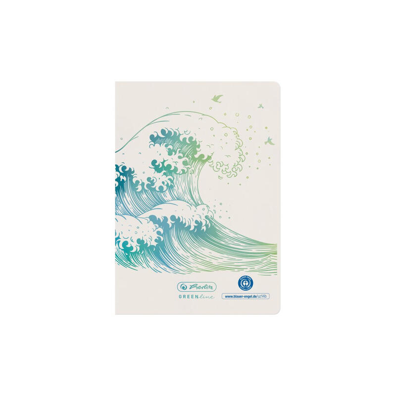 Cuaderno herlitz a6 32 hojas rayado greenline wave