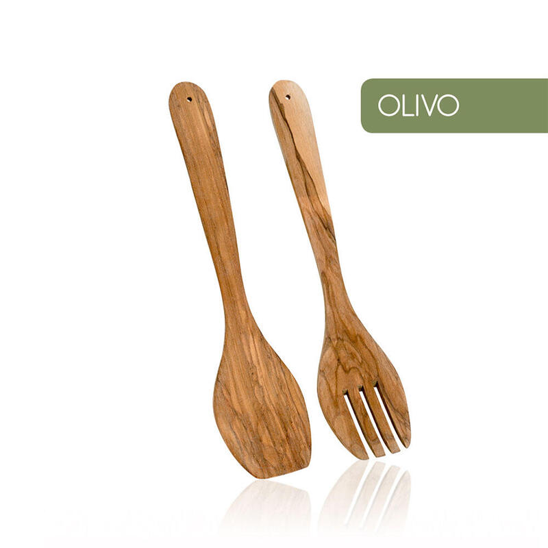 Cubierto para ensalada de madera de olivo. largo: 30cm metaltex