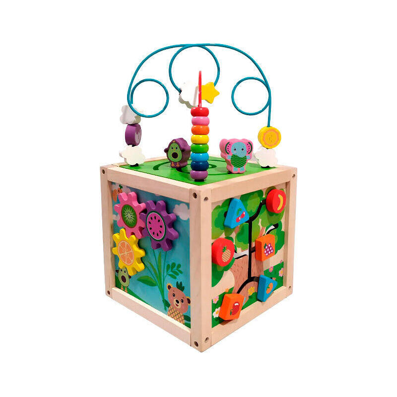 Cubo actividades sensoriales madera frootimals