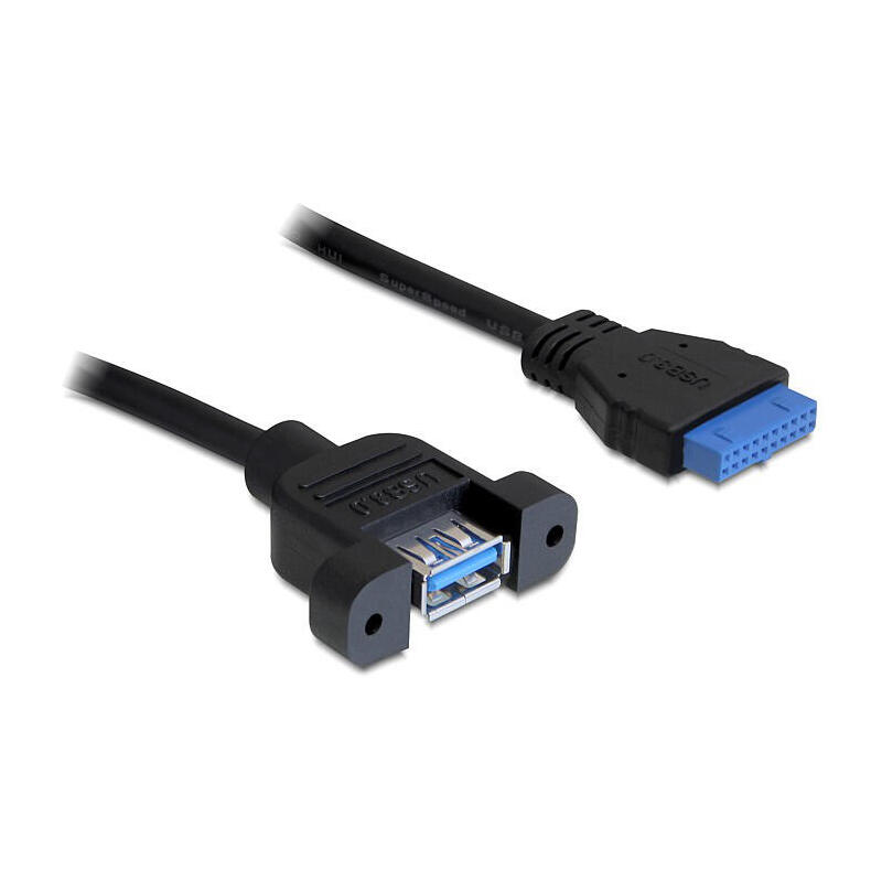 Delock 0.5m usb 3.0 f/f cable usb 0,5 m usb a idc negro
