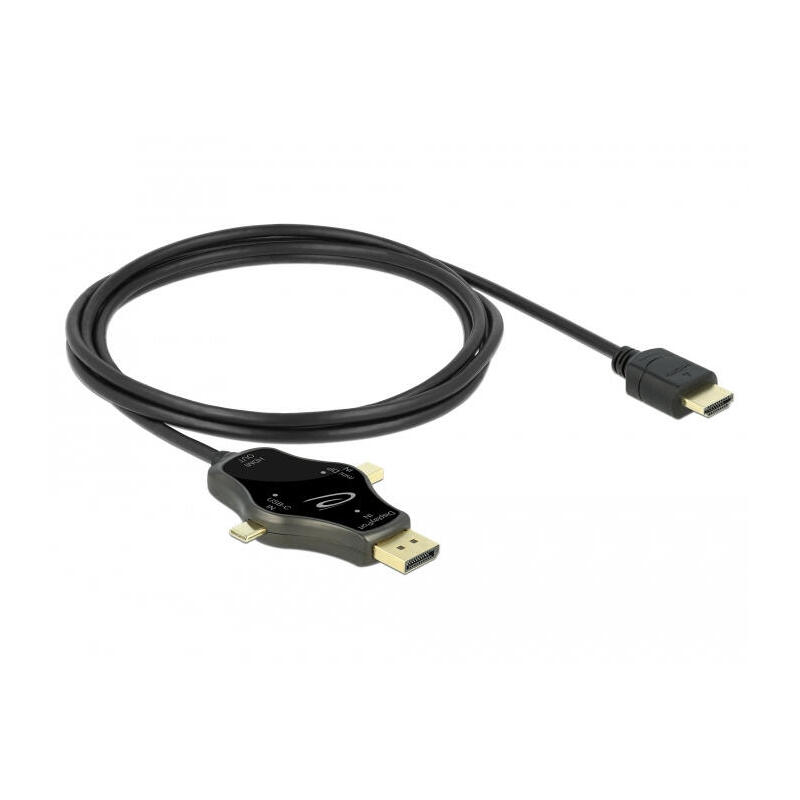 Delock 3 in 1 cable usb-c – displayport / mini displayport / hdmi negro