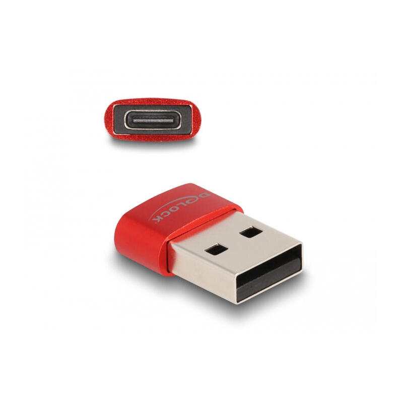 Delock 60050 adaptador usb 2.0 usb tipo-a macho a usb type-c™ hembra rojo